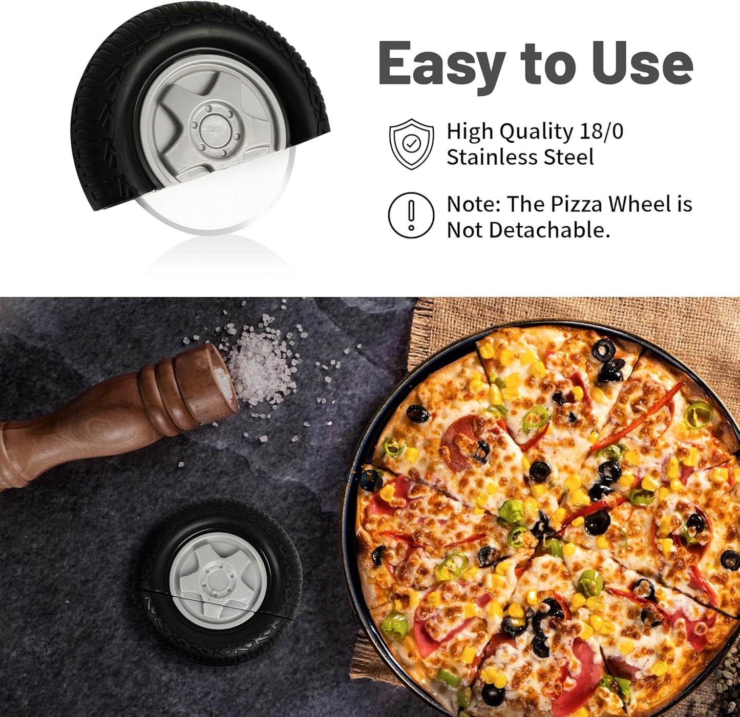 YOBRO Tire Pizza Cutter Wheel By YOBRO- Pizza Cutter, Pizza Slicer Stainless Steel, Funny Kitchen Accessories,gift for Car Lovers,White Elephant Gifts,Stocking Stuffers for Family