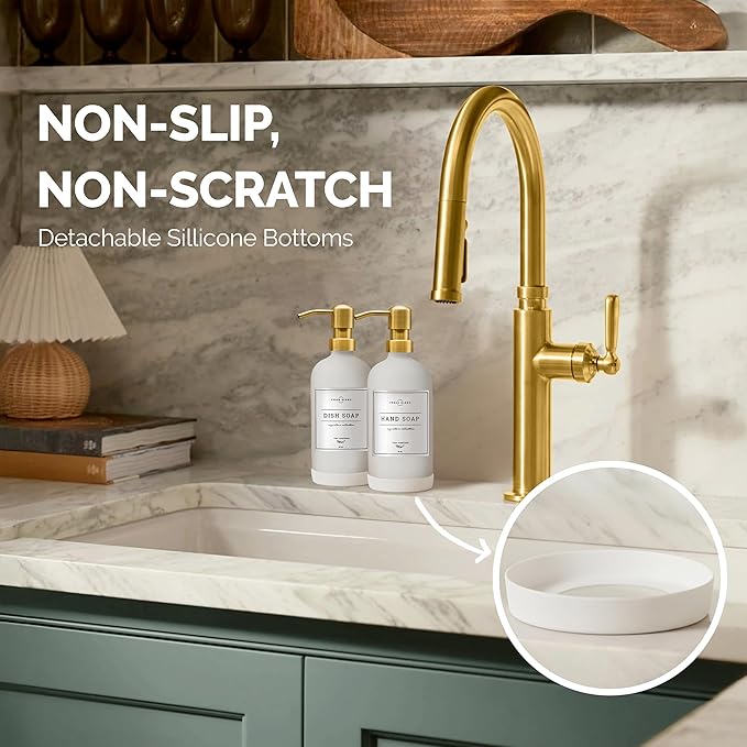 Vine Creations Glass Soap Dispenser, 2 Pack Kitchen Soap Dispenser Set - Image 3
