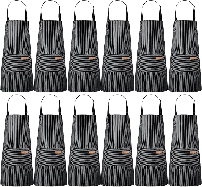 Handepo 12 Pcs Cotton Aprons for Women Men by Handepo