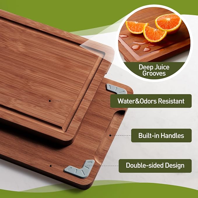 Bamboo Cutting Board Set Non Slip Feet Over Sink Gifts Best Mama Mommy Bonus - Image 4