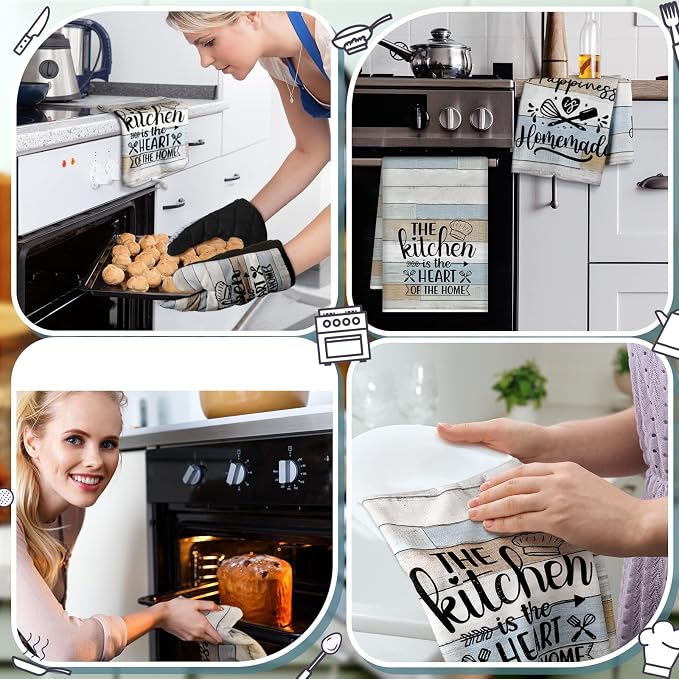 Sratte 6 Pcs Kitchen Decor Accessories Set Farmhouse Towels Pot Holders Oven - Image 5