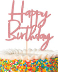 Happy Birthday Cake Topper - Glitter Pink Birthday Cake Top Decorations (Pink)