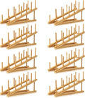 8 Pack Dish Rack Bamboo Drying Rack Wooden Plate Dish Rack Cabinet Organizer by TIE-DailyNec