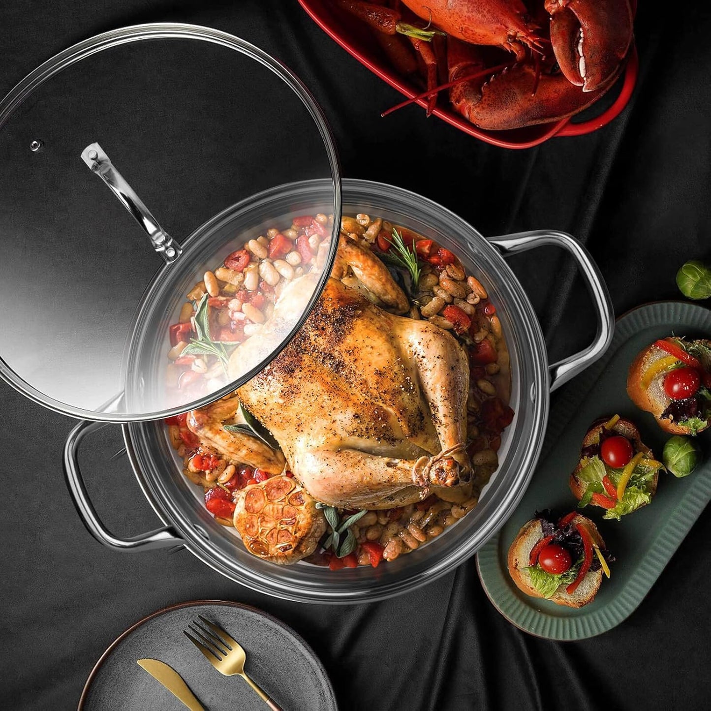 Stainless Steel Stock pot-10 Quart pot-Stockpots with Lid -Soup Pot-Induction Pot-Cookware-Cooking Pot-crock pot