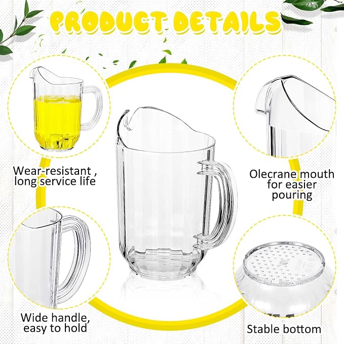 Tessco for you 36 Pcs Plastic Pitchers 60 Ounce Clear Restaurant Jug Large - Image 3