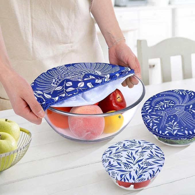 5 Pieces Bowl Covers Reusable, 5 Size Elastic Cloth Bowl Covers - Image 5