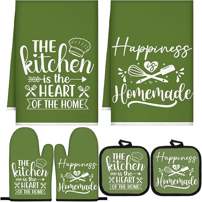 Sratte 6 Pcs Kitchen Decor Accessories Set Farmhouse Towels Pot Holders Oven by Sratte
