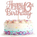 1 PCS Happy 13th Birthday Cake Topper Glitter Cheers to 13 Years Birthday Cake Pick Official Teenager 13 Fabulous Cake Decoration for Happy 13th Birthday Theme Party Decorations Supplies Rose Gold