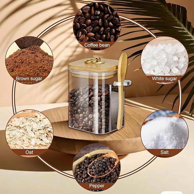 holoith Glass Jars with Bamboo Lids and Spoons, 16 oz Glass Storage Containers - Image 7