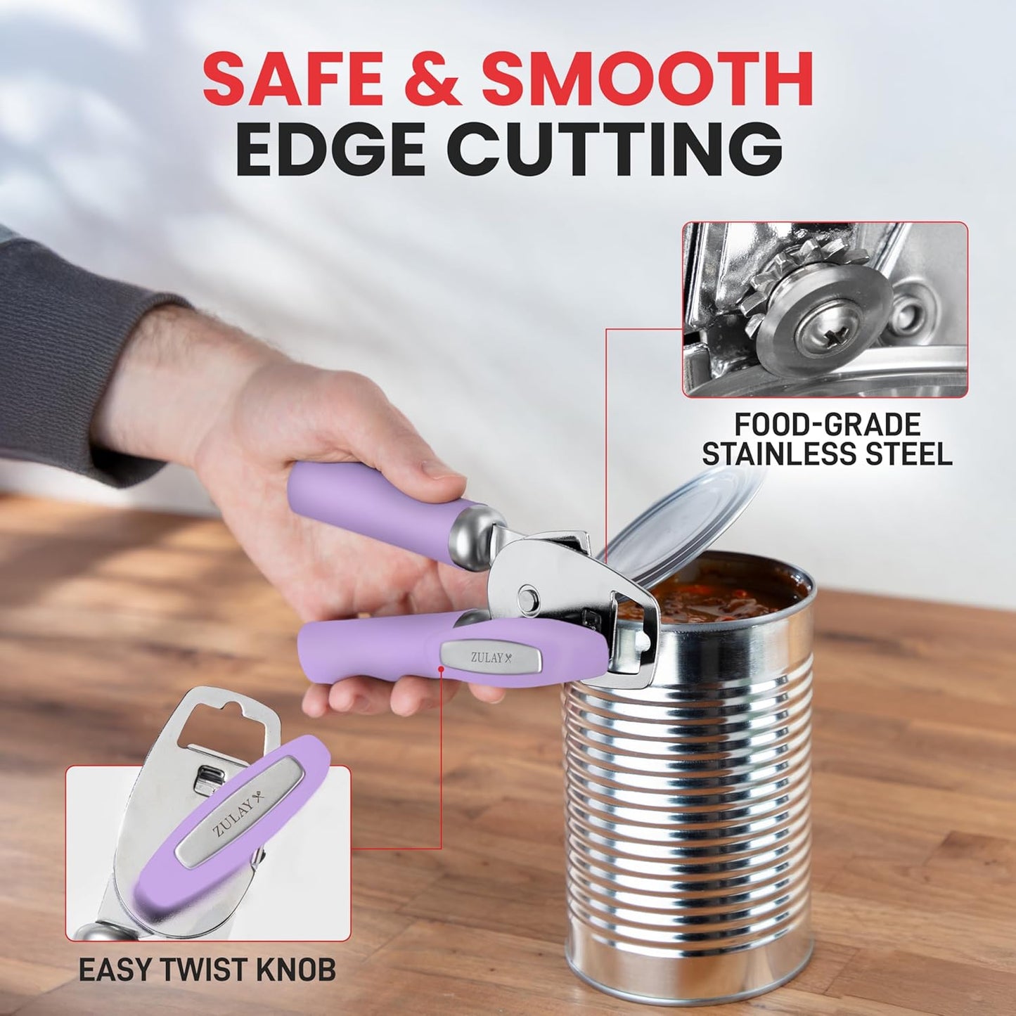 Zulay Kitchen Manual Can Opener with Bottle Opener with Turn Knob