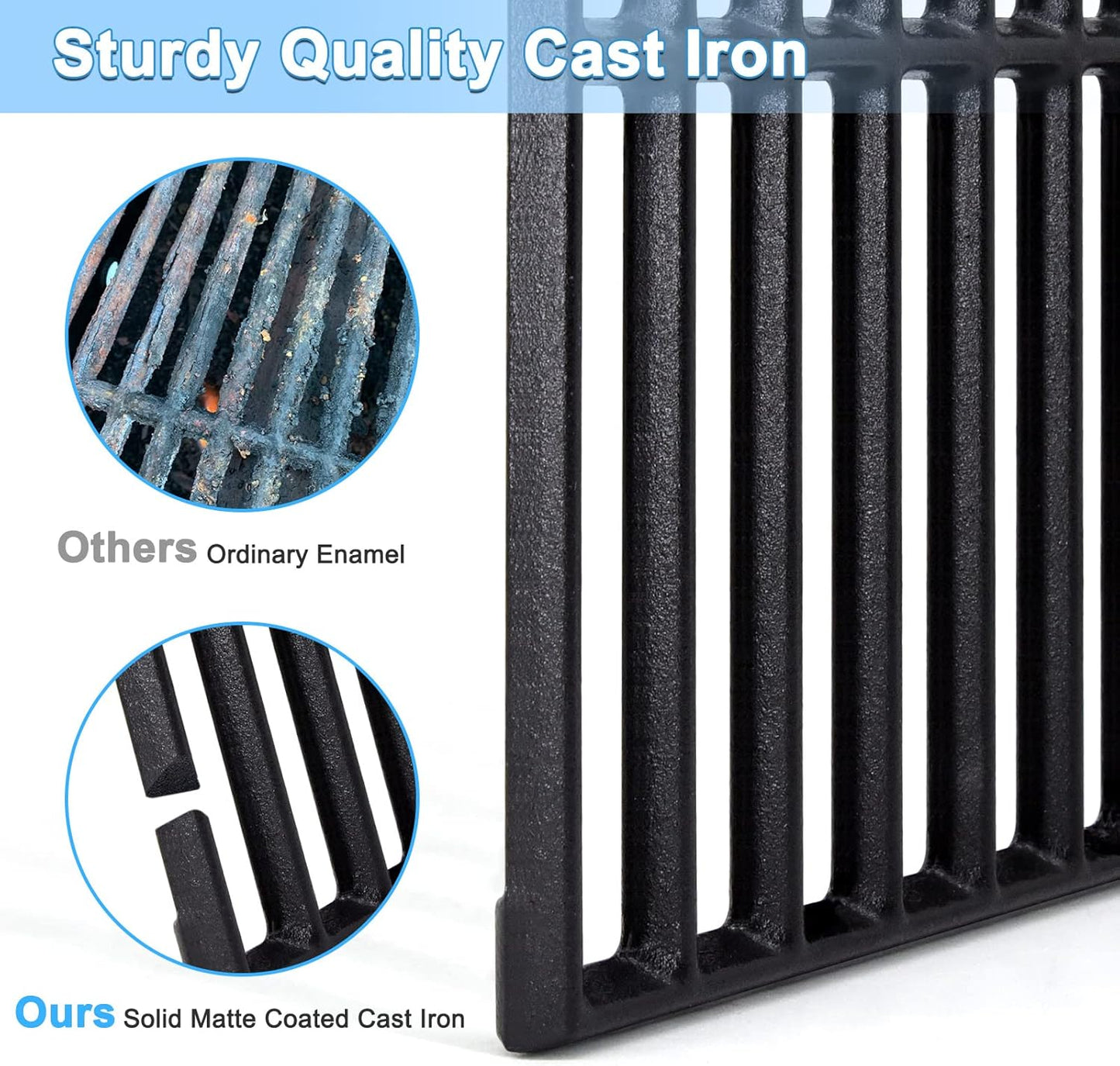 Adviace Grill Grates for Charbroil Performance 463347017, 463335517, 463342119, 463347518, 463347519, Cast Iron Grates Replacement Parts for Char-Broil G470-0002-W1, G470-0003-W1