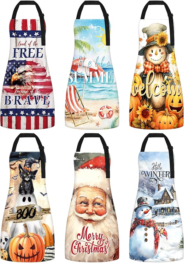 Bencailor 6 Pcs Spring Kitchen Aprons by Bencailor