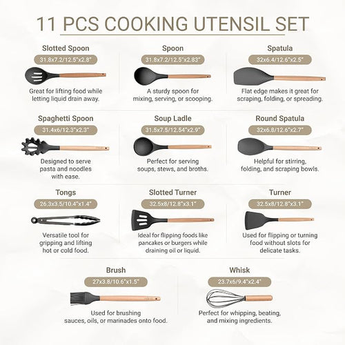 11-Piece Silicone Kitchen Utensils Set - Image 2