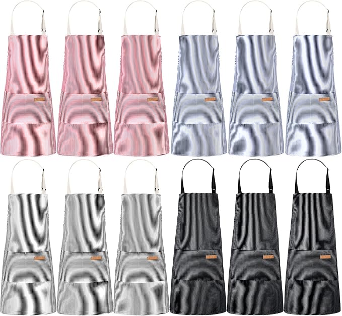 Handepo 12 Pcs Cotton Aprons for Women Men by Handepo