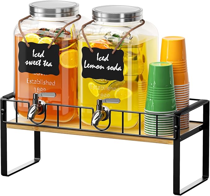 2-pack 1 Gallon Drink Dispenser, Glass Beverage Dispenser by Zuyachuza
