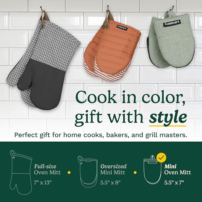 Cuisinart Heritage Mini Oven Mitts – 5.5” x 7” Heat-Resistant Kitchen Mitts - Image 6