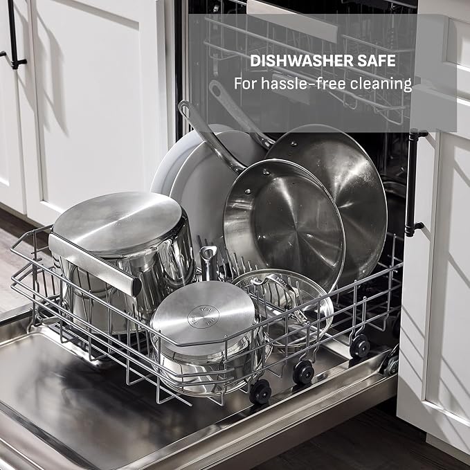 T-fal Stainless Steel Pots and Pans Set 11 Piece, Oven Broiler Safe 500F - Image 9