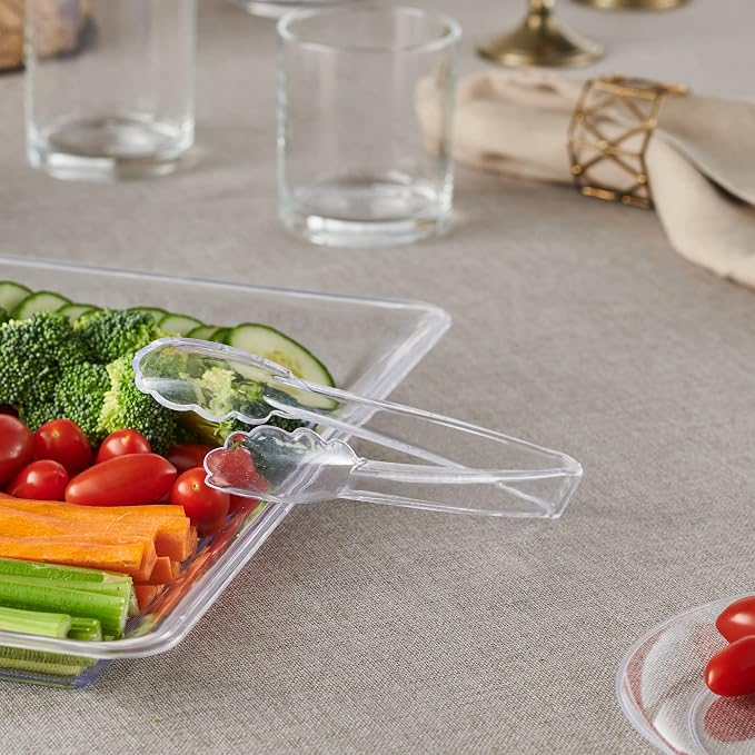 Plasticpro 7.5'' Serving Tongs Heavy Duty Reusable Kitchen and BBQ Clear - Image 3
