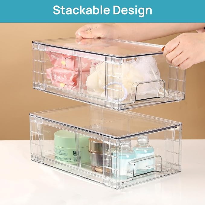 Vtopmart 2 Pack Stackable Storage Drawers, Easily Assemble Containers - Image 6