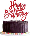 ZHUOWEISM 1 PCS Red Glitter Happy Birthday Cake Topper for Celebrating Birthday, Anniversary Parties