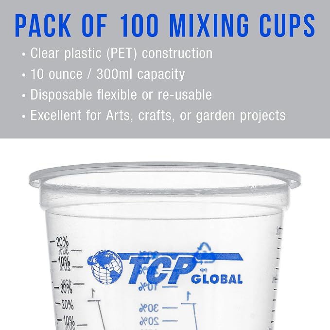 TCP Global 10 oz. Graduated Plastic Mixing Cups - Image 4