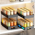 Pull Out Spice Rack Organizer for Cabinet, 2 Pack Widen Slide Out Spice Racks by DABIGE