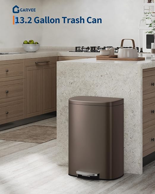 Garvee 13 gal and 2.6 gal Metal Trash Can Combo Set, Rustproof Garbage Can - Image 2