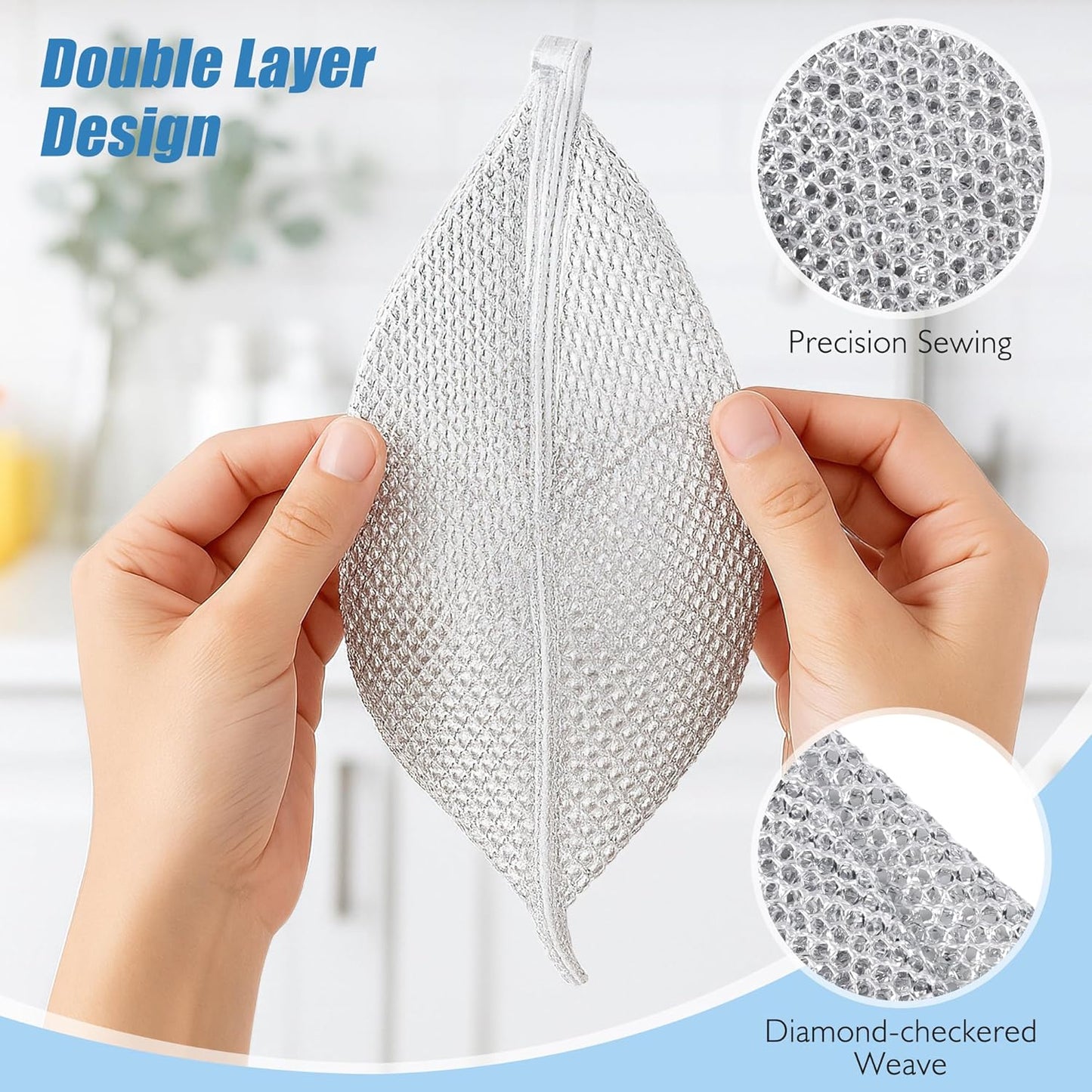 80pcs Non Scratch Wire Dishcloth, Multipurpose Wire Dishwashing Rags for Wet and Dry, Reusable Stainless Steel Cleaning Cloth, Kitchen Metal Dish Cloths for Washing Dishes Sinks, Dishes, Stove Top