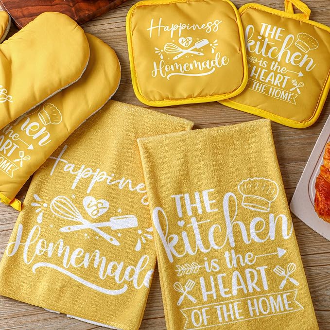 Sratte 6 Pcs Kitchen Decor Accessories Set Farmhouse Towels Pot Holders Oven - Image 3