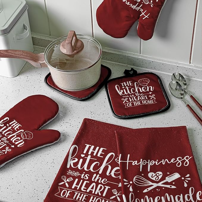 Sratte 6 Pcs Kitchen Decor Accessories Set Farmhouse Towels Pot Holders Oven - Image 7