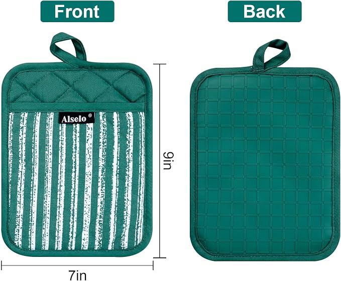 Alselo Silicone Pot Holders Set of 3 Heat Resistant & Non Slip Potholders - Image 2