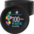 Exquisite Party Solids Black Plastic Plates For Party 10" Black Disposable Plates Heavy Duty Supplies 100 Pcs Plastic Dinnerware Sets Heavy Duty 350 GSM Disposable Dinnerware Set