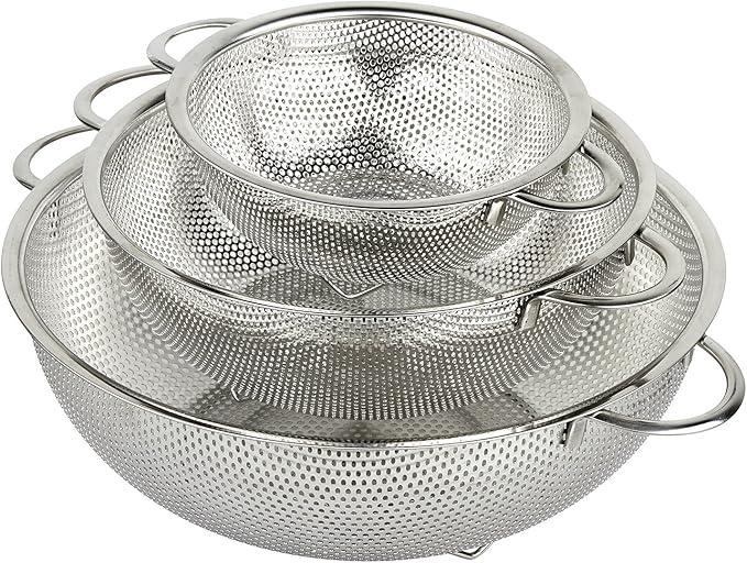 3-Piece Stainless Steel Mesh Micro-Perforated Strainer Colander Set by H%C3%96LM