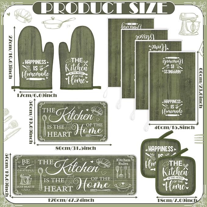 Fourluoo 10 Pcs Farmhouse Kitchen Decor and Accessories Set 4 Kitchen Towels 2 - Image 3