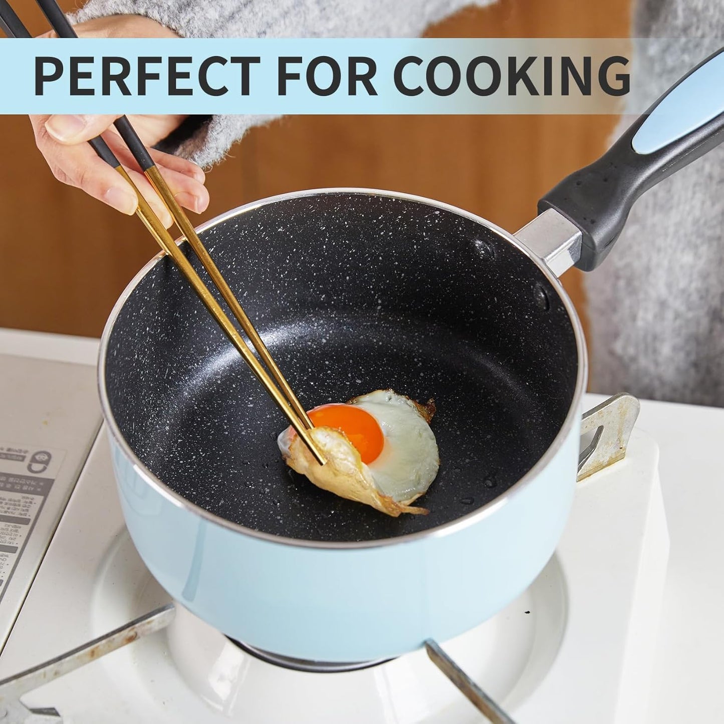 Nonstick Saucepan Set with Lid, Non Stick 1Qt & 2Qt Sauce Pan Set with Glass Lid Small Pot for Home Kitchen