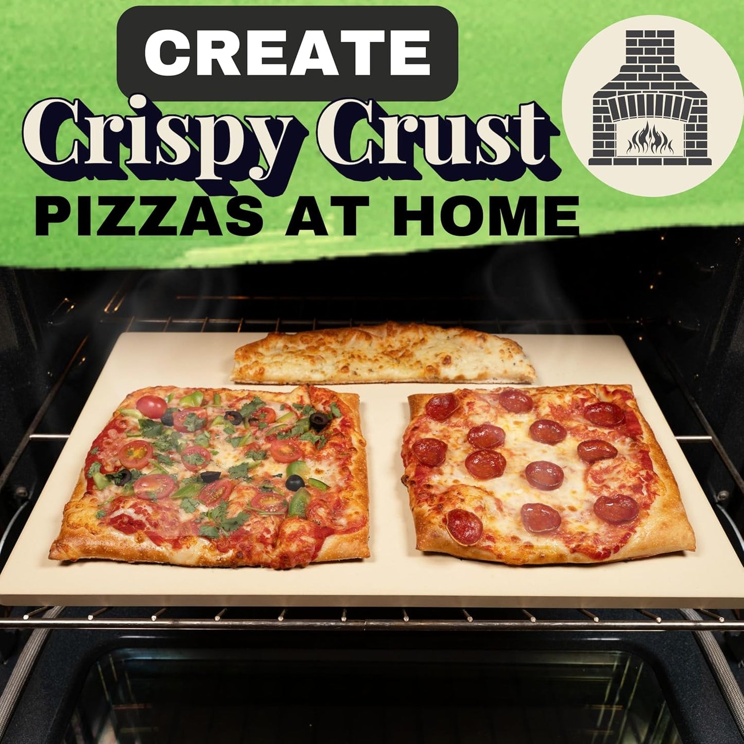 Large 20 inch Baking Stone for Oven, with Silicone Mat and Dough Tool - Pizza Stone for Grill - Rectangular Pizza Oven Stone - Bread Baking Stone - Thick Heavy Duty Stone 20" x 13.5" x 0.6"