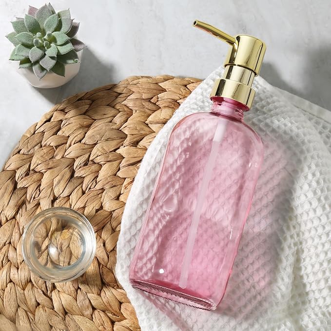 GMISUN Pink Soap Dispenser Bathroom, 1 Pack Glass Dish Soap Dispensers - Image 8