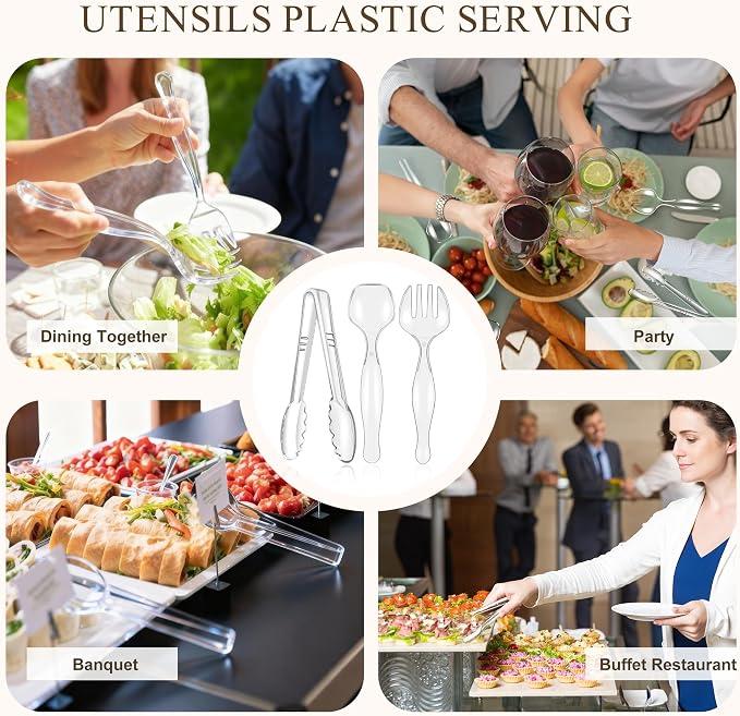 Mwellewm 48Pcs Plastic Serving Utensils Disposable Serving Spoons - Image 8