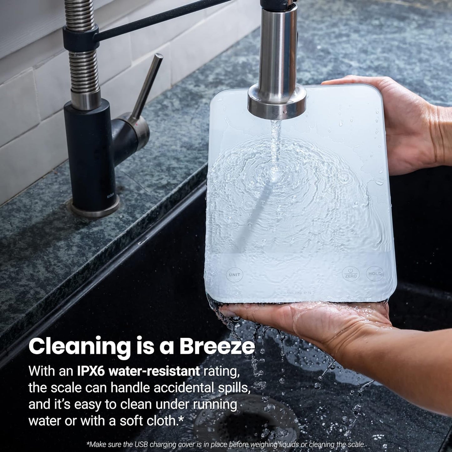 Etekcity Food Kitchen Scale, 22lb Digital Weight Scale Grams and Ounces Rechargeable Waterproof Tool for Weight Loss, Cooking, Baking, Meat, Bread, Large 0.05oz/1g Accuracy