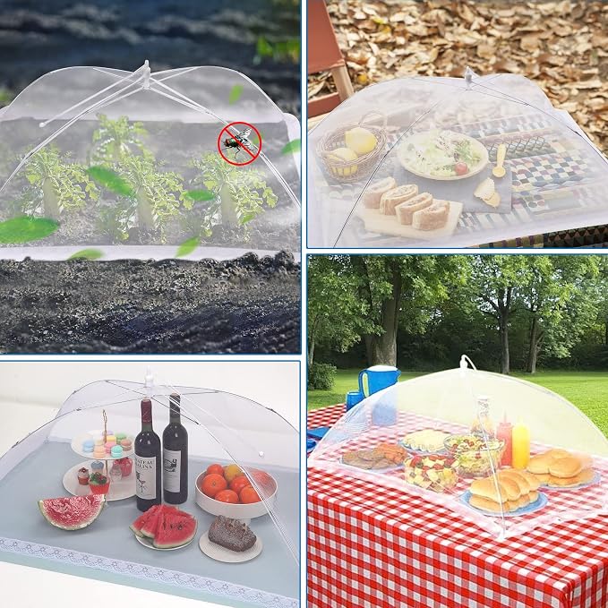JULBEAR 4 Pcs Extra Large Mesh Food Cover Tent Umbrella Food Screen Covers - Image 4