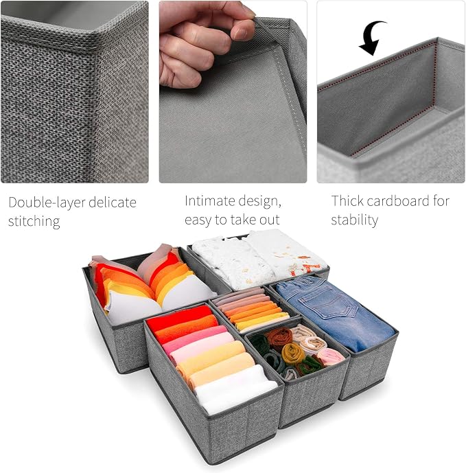Criusia Foldable Underwear Drawer Organizer, Closet Dividers, Storage Box - Image 2