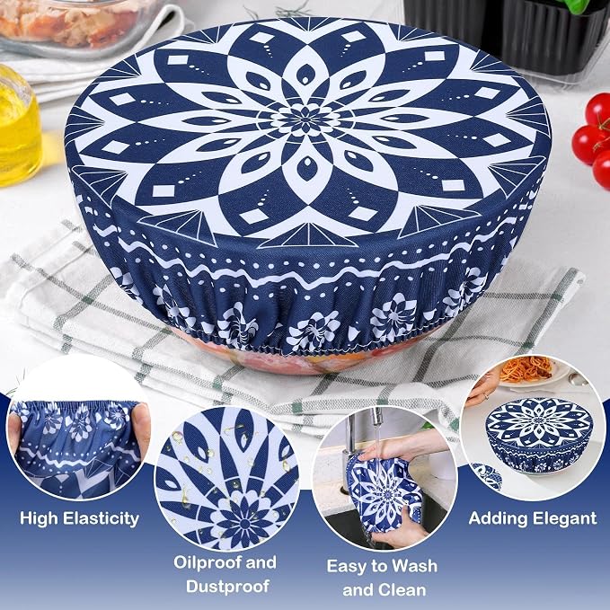 5 Pieces Bowl Covers Reusable, 5 Size Elastic Cloth Bowl Covers - Image 4