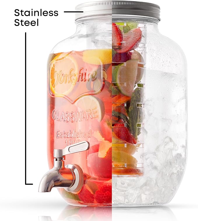 1-Gallon Drink Dispenser. Glass Beverage Dispenser - Image 7