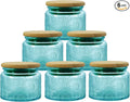 4 oz Blue Mini Glass Jars with Airtight Bamboo Lids 6 pack, Decorative Small by LINGSHINE