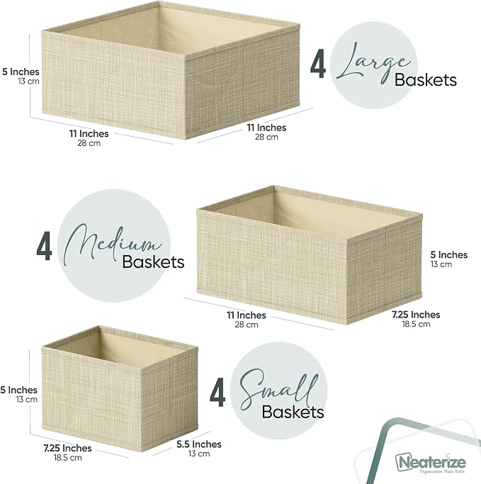 Drawer Organizer Clothes Set of 12 Beige - Image 2