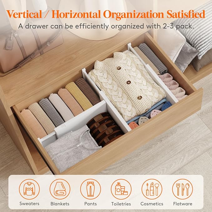 Lifewit 9 Pack 6" High Drawer Dividers 34-56cm/13.5-22" Adjustable Drawer - Image 5