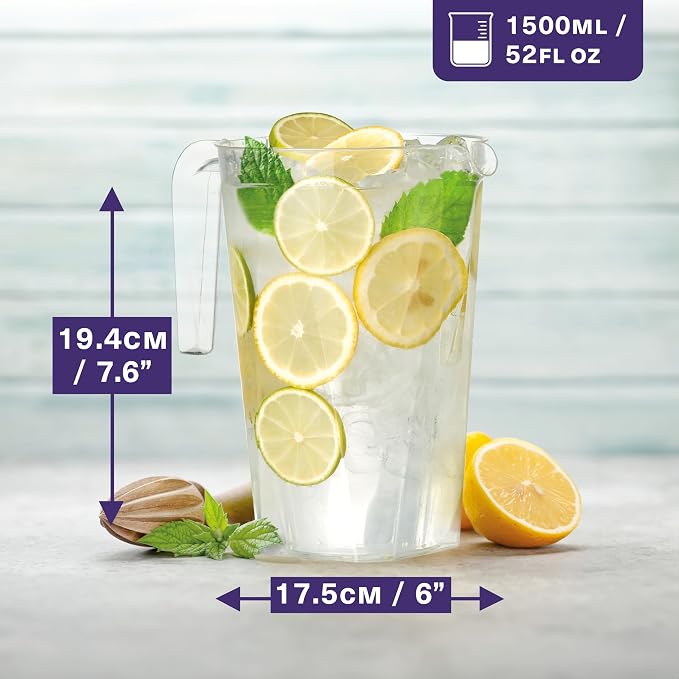 MATANA 6 Pack Clear Water Pitchers - 52 oz Plastic Beer Pitcher - Image 2