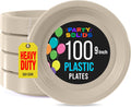 Exquisite Party Solids Ivory Plastic Plates For Party 9" Ivory Disposable Plates Heavy Duty Supplies 100 Pcs Plastic Dinnerware Sets Heavy Duty 350 GSM Disposable Dinnerware Set