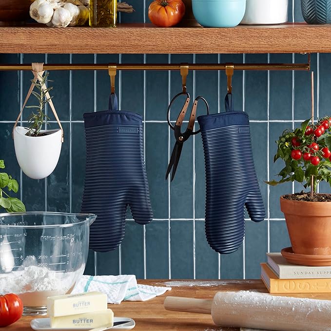 KITCHENAID Ribbed Soft Silicone Oven Mitt 2-Pack Set, Ink Blue - Image 2