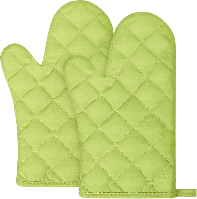 AUAUY Green Oven Mitts, 1 Pair Kitchen Mittens, 392°F Heat Resistant Oven by AUAUY